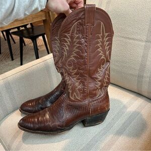 Vintage Nocona Teju Lizard Cowboy Boots Men’s 9.5 D Brown Western USA Exotic